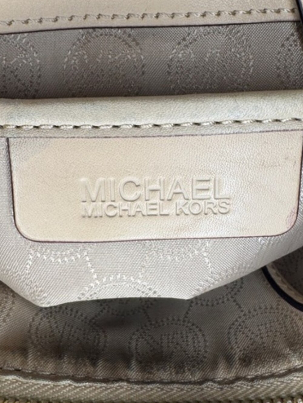 Michael Kors Brown MK Logo Shoulder Bag with Beige Trim - Picture 8 of 8